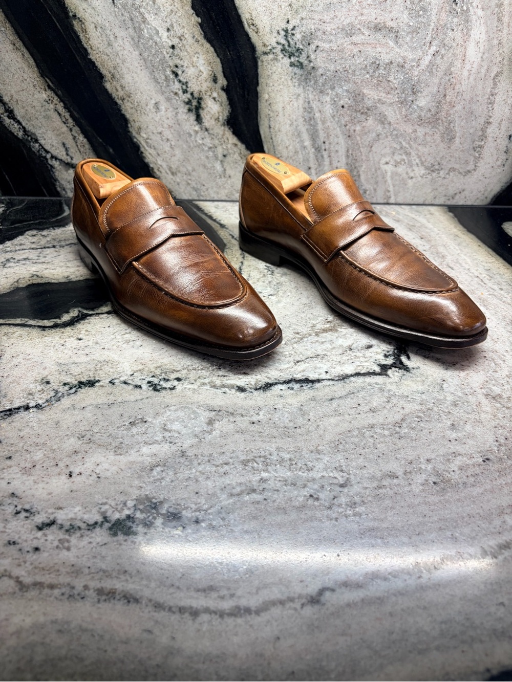 Stefano Branchini Brown Leather Penny Loafers Italy Men’s UK 9 US 10